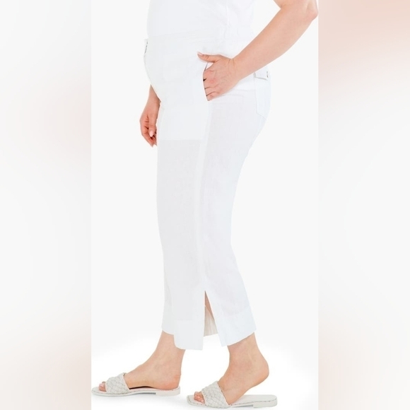 NIC & Zoe Rumba Park Crop Wide Leg Linen Blend Pants White Size 12 - Picture 3 of 8